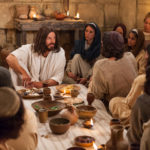 A Picture of the disciples of the lord with Jesus and some of the women who followed him