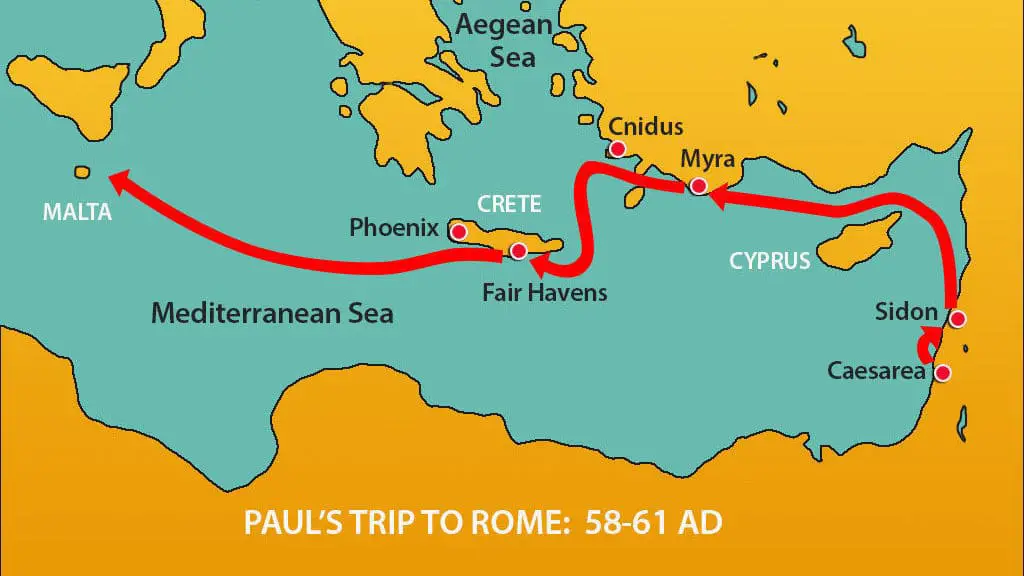 summary of paul's journey to rome